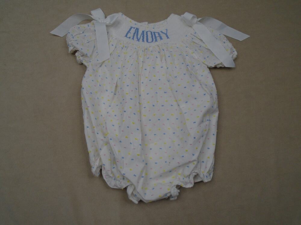 Girls Little Bear Smocked One Piece Dress Emory 2T Polka Dot Prairie Cottage
